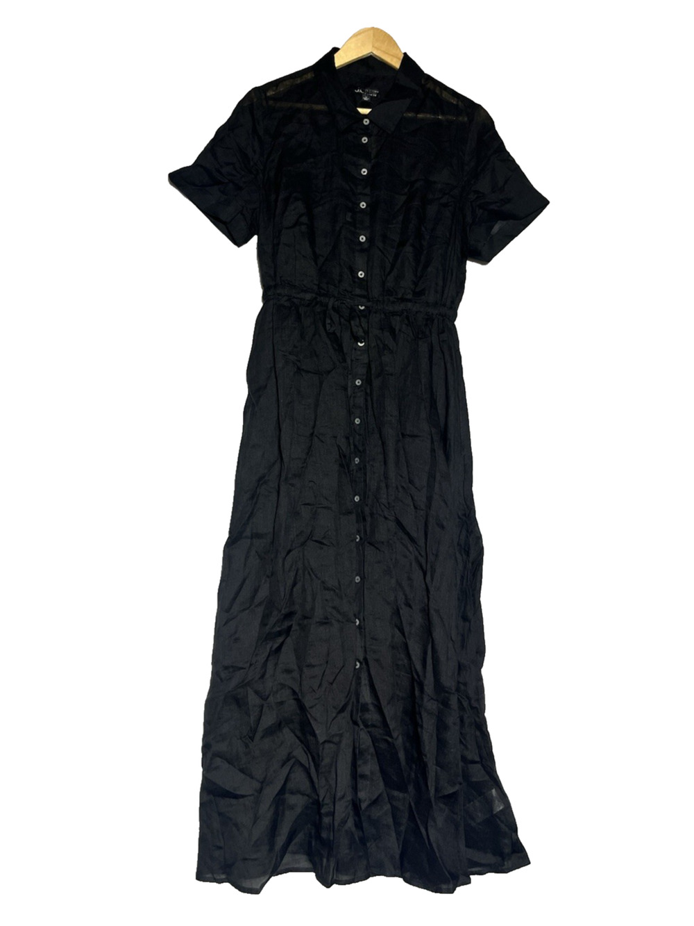 J Crew Cerise Shirt Dress in Ramie Size 12 Black Midi Ramie Lightweight Classic